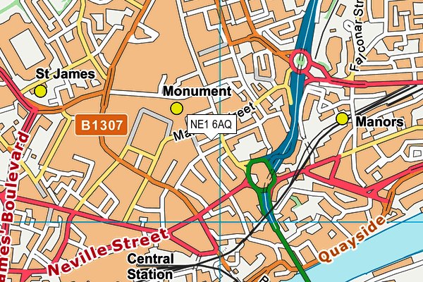 NE1 6AQ map - OS VectorMap District (Ordnance Survey) NE1 6AQ map - OS VectorMap District (Ordnance Survey)