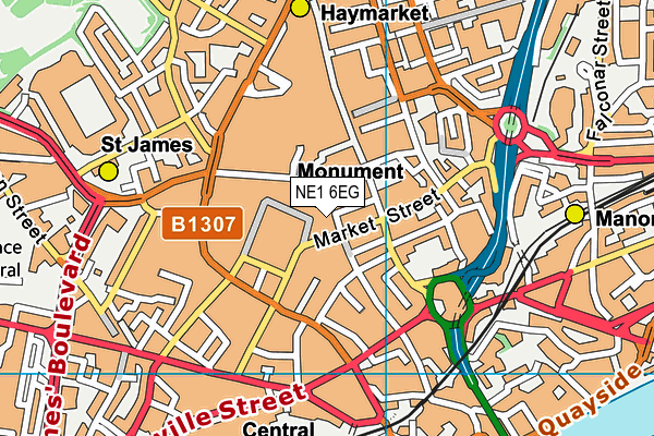 NE1 6EG map - OS VectorMap District (Ordnance Survey) NE1 6EG map - OS VectorMap District (Ordnance Survey)