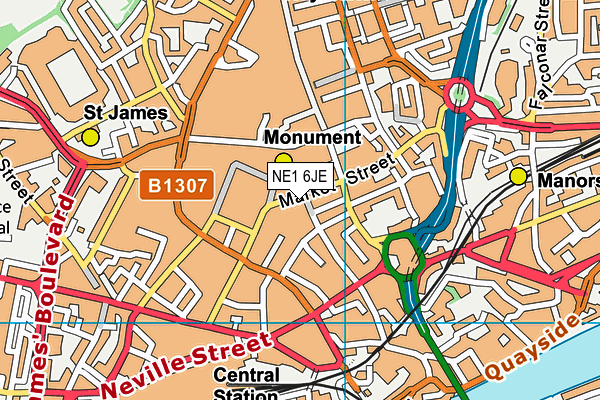 NE1 6JE map - OS VectorMap District (Ordnance Survey)