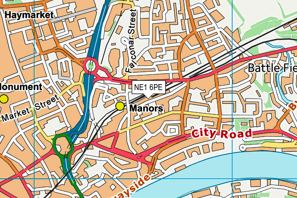 NE1 6PE map - OS VectorMap District (Ordnance Survey) NE1 6PE map - OS VectorMap District (Ordnance Survey)