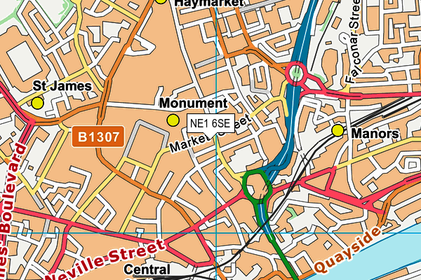 NE1 6SE map - OS VectorMap District (Ordnance Survey)