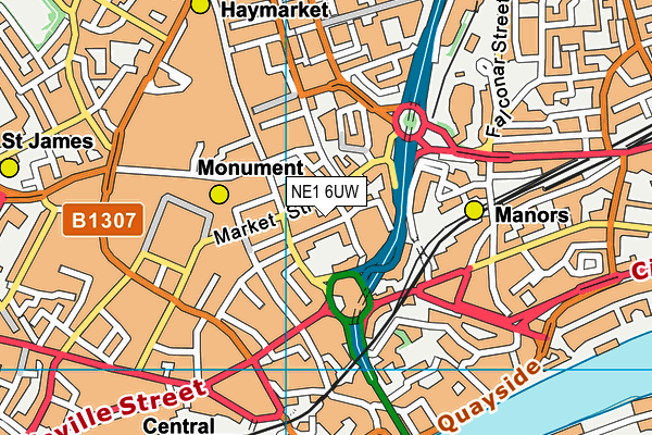 NE1 6UW map - OS VectorMap District (Ordnance Survey)