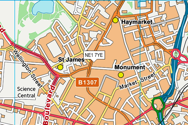NE1 7YE map - OS VectorMap District (Ordnance Survey) NE1 7YE map - OS VectorMap District (Ordnance Survey)