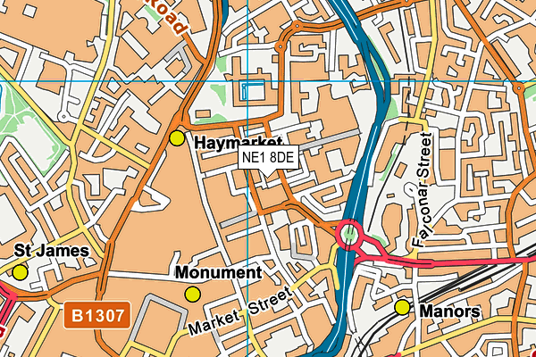 NE1 8DE map - OS VectorMap District (Ordnance Survey) NE1 8DE map - OS VectorMap District (Ordnance Survey)