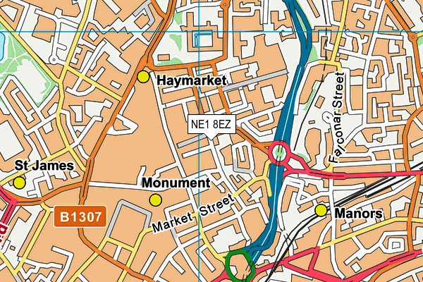 NE1 8EZ map - OS VectorMap District (Ordnance Survey)