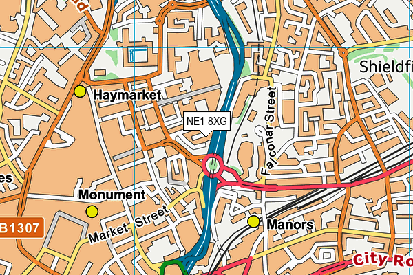 NE1 8XG map - OS VectorMap District (Ordnance Survey) NE1 8XG map - OS VectorMap District (Ordnance Survey)