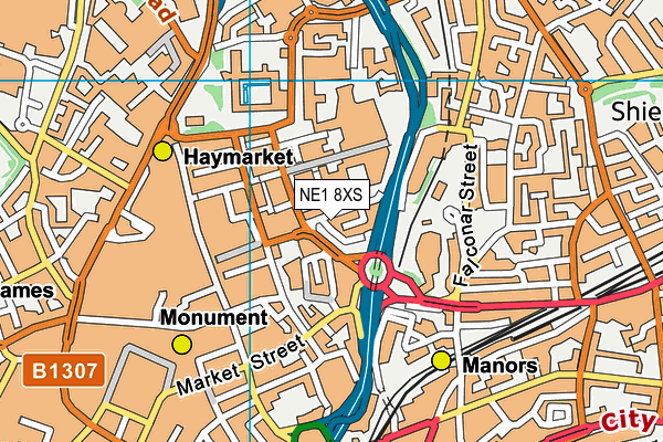 NE1 8XS map - OS VectorMap District (Ordnance Survey) NE1 8XS map - OS VectorMap District (Ordnance Survey)
