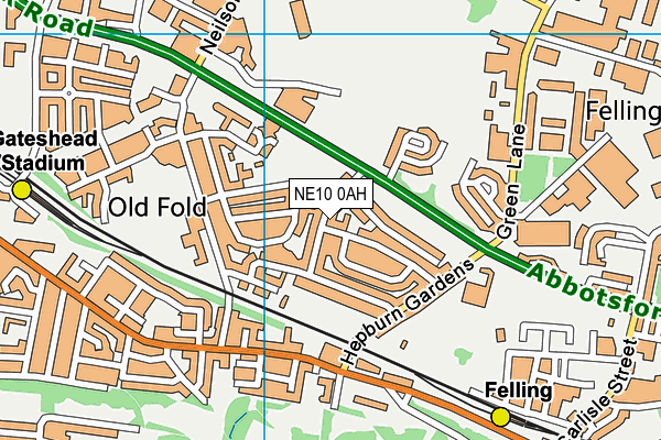 NE10 0AH map - OS VectorMap District (Ordnance Survey)