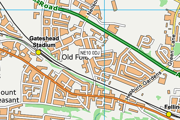 NE10 0DJ map - OS VectorMap District (Ordnance Survey)