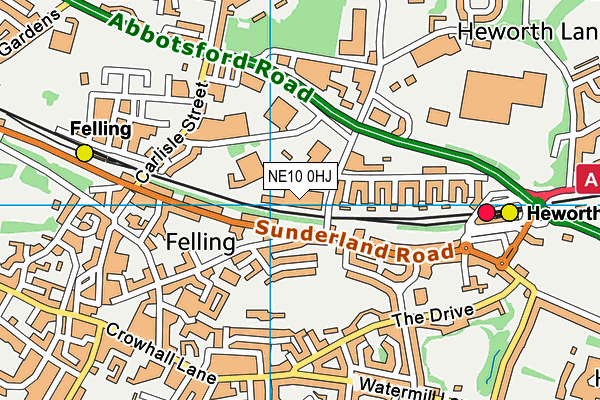 NE10 0HJ map - OS VectorMap District (Ordnance Survey)