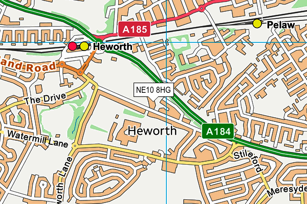 NE10 8HG map - OS VectorMap District (Ordnance Survey)