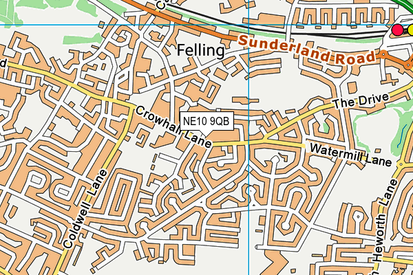 NE10 9QB map - OS VectorMap District (Ordnance Survey)