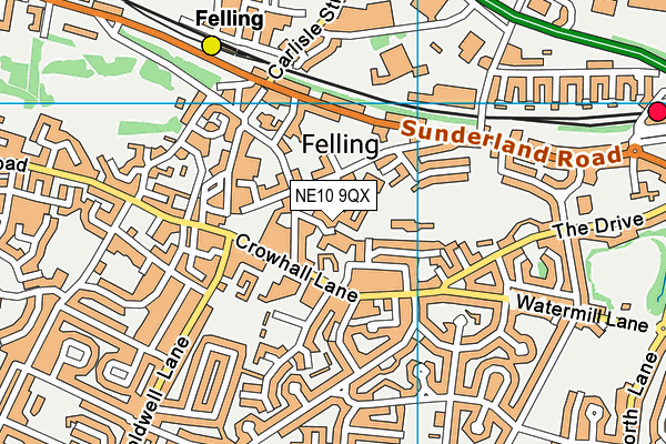 NE10 9QX map - OS VectorMap District (Ordnance Survey)