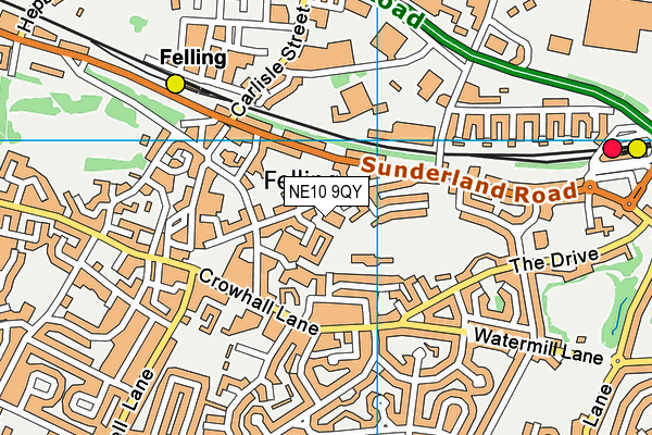 NE10 9QY map - OS VectorMap District (Ordnance Survey)