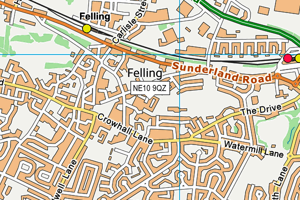 NE10 9QZ map - OS VectorMap District (Ordnance Survey)