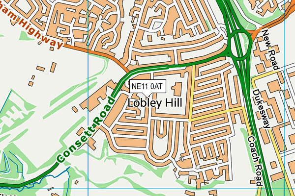 NE11 0AT map - OS VectorMap District (Ordnance Survey)