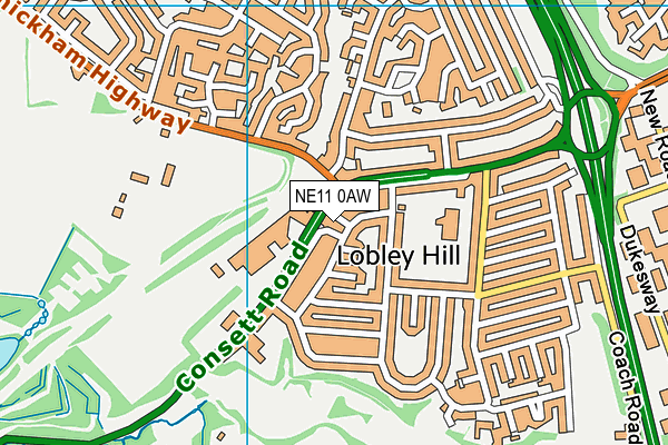 NE11 0AW map - OS VectorMap District (Ordnance Survey) NE11 0AW map - OS VectorMap District (Ordnance Survey)