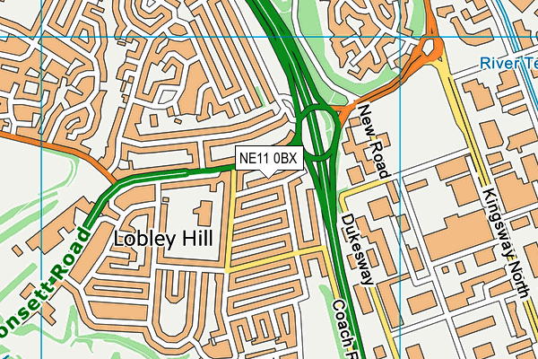 NE11 0BX map - OS VectorMap District (Ordnance Survey)
