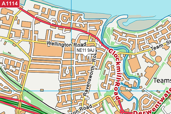NE11 9AJ map - OS VectorMap District (Ordnance Survey) NE11 9AJ map - OS VectorMap District (Ordnance Survey)