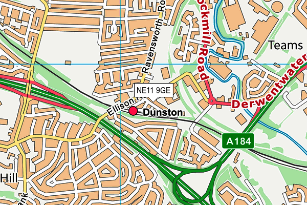 NE11 9GE map - OS VectorMap District (Ordnance Survey) NE11 9GE map - OS VectorMap District (Ordnance Survey)