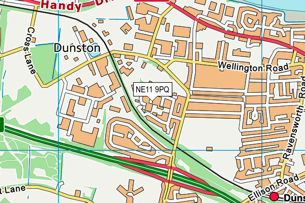 NE11 9PQ map - OS VectorMap District (Ordnance Survey) NE11 9PQ map - OS VectorMap District (Ordnance Survey)