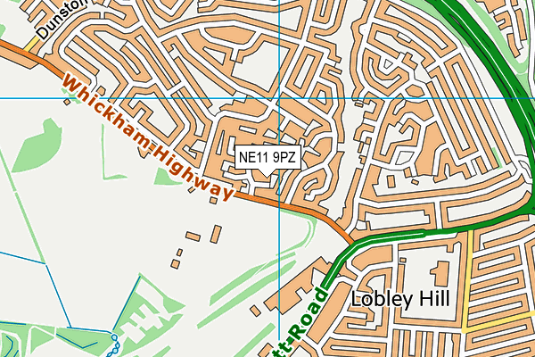NE11 9PZ map - OS VectorMap District (Ordnance Survey)