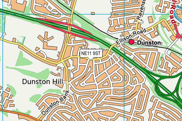 NE11 9ST map - OS VectorMap District (Ordnance Survey) NE11 9ST map - OS VectorMap District (Ordnance Survey)
