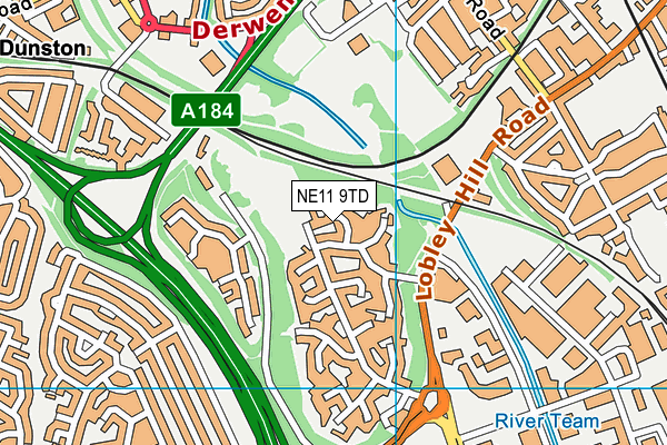 NE11 9TD map - OS VectorMap District (Ordnance Survey) NE11 9TD map - OS VectorMap District (Ordnance Survey)