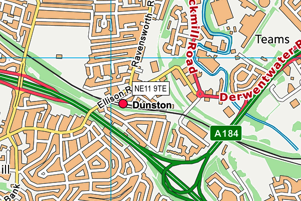 NE11 9TE map - OS VectorMap District (Ordnance Survey) NE11 9TE map - OS VectorMap District (Ordnance Survey)
