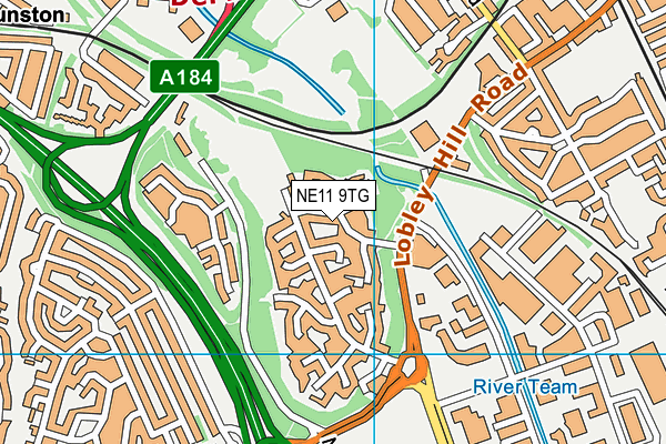 NE11 9TG map - OS VectorMap District (Ordnance Survey) NE11 9TG map - OS VectorMap District (Ordnance Survey)