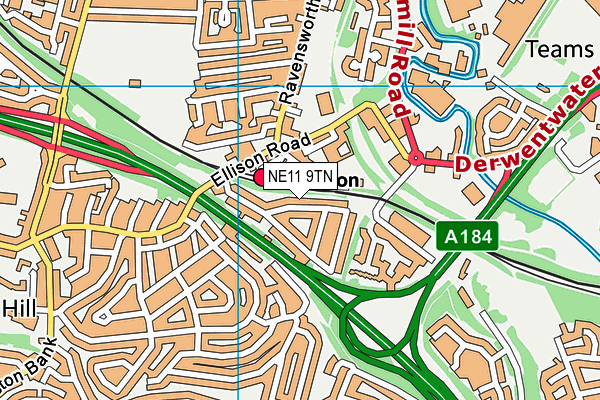 NE11 9TN map - OS VectorMap District (Ordnance Survey) NE11 9TN map - OS VectorMap District (Ordnance Survey)