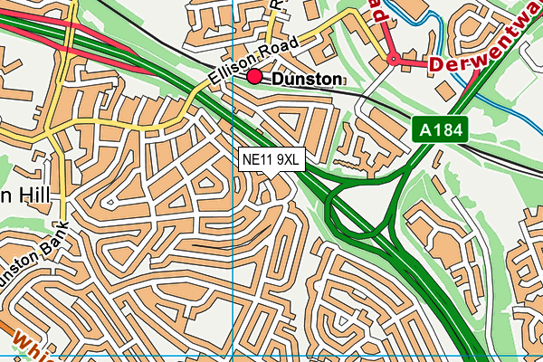 NE11 9XL map - OS VectorMap District (Ordnance Survey) NE11 9XL map - OS VectorMap District (Ordnance Survey)