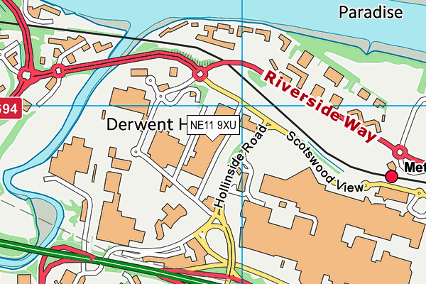 NE11 9XU map - OS VectorMap District (Ordnance Survey)
