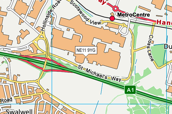 NE11 9YG map - OS VectorMap District (Ordnance Survey) NE11 9YG map - OS VectorMap District (Ordnance Survey)
