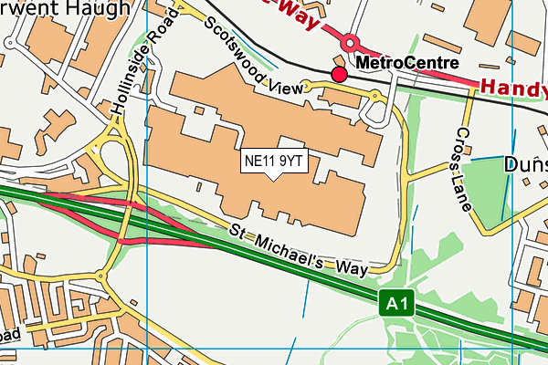 NE11 9YT map - OS VectorMap District (Ordnance Survey) NE11 9YT map - OS VectorMap District (Ordnance Survey)