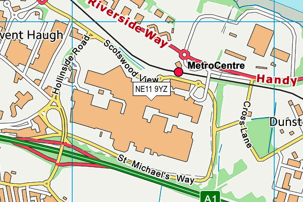 NE11 9YZ map - OS VectorMap District (Ordnance Survey) NE11 9YZ map - OS VectorMap District (Ordnance Survey)