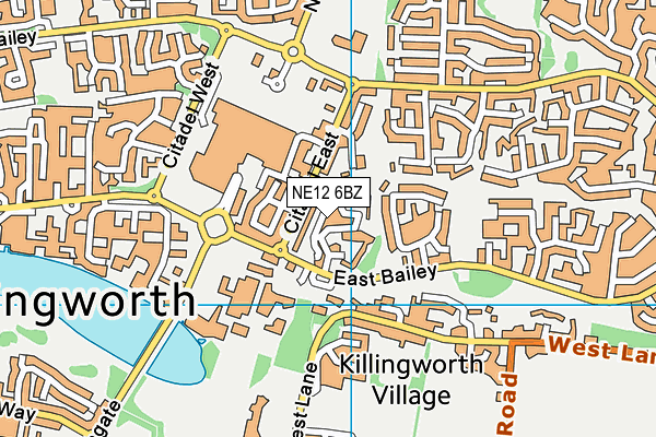 NE12 6BZ map - OS VectorMap District (Ordnance Survey) NE12 6BZ map - OS VectorMap District (Ordnance Survey)