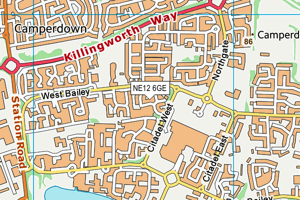 NE12 6GE map - OS VectorMap District (Ordnance Survey)