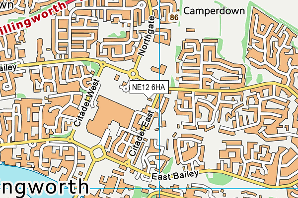 NE12 6HA map - OS VectorMap District (Ordnance Survey)