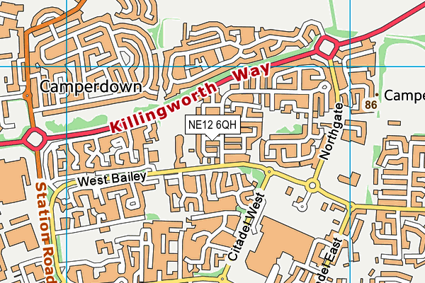 NE12 6QH map - OS VectorMap District (Ordnance Survey)