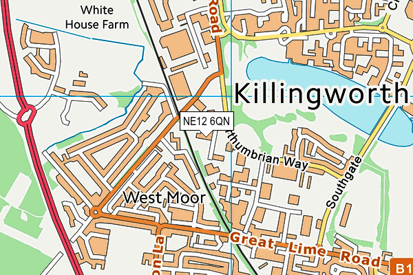 NE12 6QN map - OS VectorMap District (Ordnance Survey)