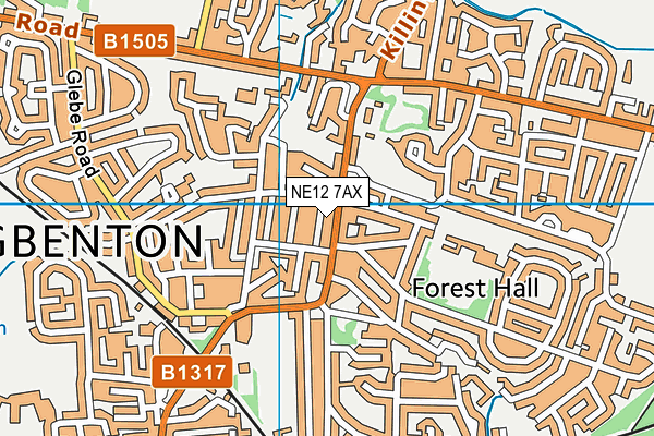 NE12 7AX map - OS VectorMap District (Ordnance Survey)