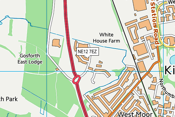 NE12 7EZ map - OS VectorMap District (Ordnance Survey)