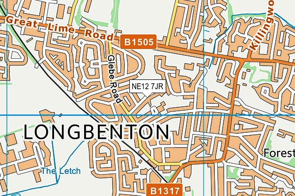 NE12 7JR map - OS VectorMap District (Ordnance Survey)