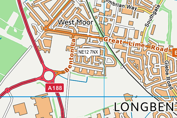 NE12 7NX map - OS VectorMap District (Ordnance Survey)