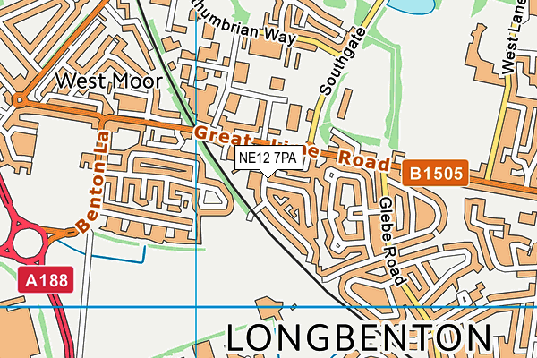 NE12 7PA map - OS VectorMap District (Ordnance Survey)