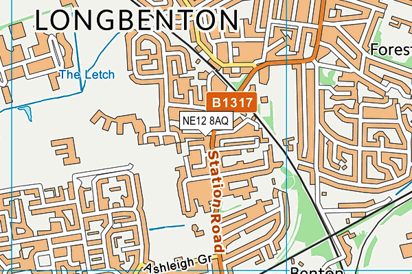 NE12 8AQ map - OS VectorMap District (Ordnance Survey)
