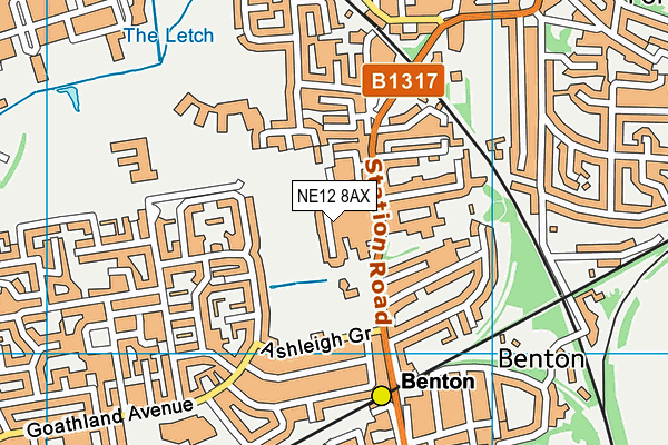 NE12 8AX map - OS VectorMap District (Ordnance Survey)