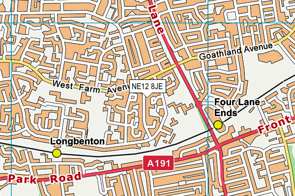 NE12 8JE map - OS VectorMap District (Ordnance Survey) NE12 8JE map - OS VectorMap District (Ordnance Survey)