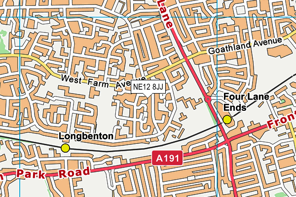 NE12 8JJ map - OS VectorMap District (Ordnance Survey) NE12 8JJ map - OS VectorMap District (Ordnance Survey)